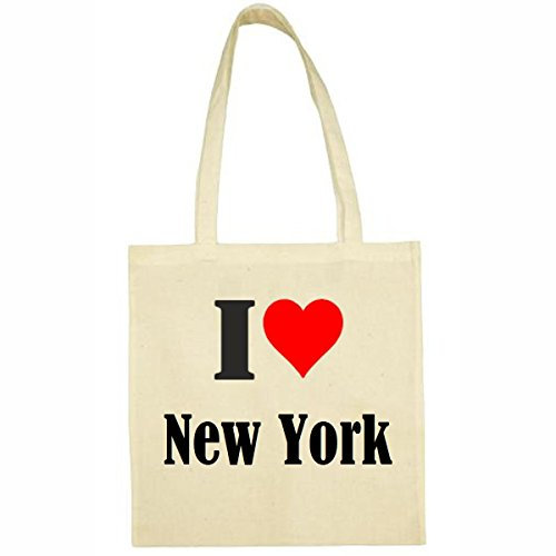 Reifen-Markt Tasche I Love New York Größe 38x42 Farbe Natur Druck Schwarz