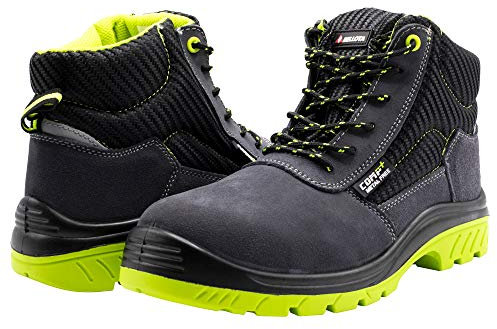 Bellota Hombre Bota de seguridad, Negro Verde, 47 EU