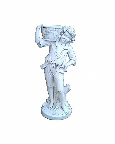 Antikes Wohndesign Steinfigur Pflanzschale Pflanzkübel Gartenfigur Steinfigur Höhe: 111cm
