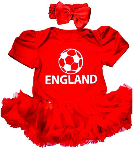Little Secrets Childrens Clothing Baby Girl's England Football Red Tutu Romper with Headband, World Cup (0-3 Months)