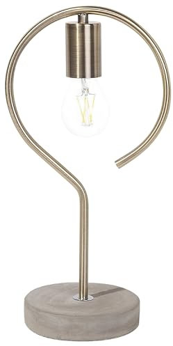 Beliani Industrial Vintage Concrete Table Lamp Accent Cement Base Metal Arm Brass Jucar