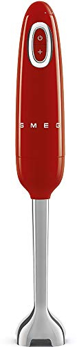 SMEG Handheld Immersion Blender 5 Speeds with Turbo Boost Stainless Steel Blades Nonslip Ergonomic Handle HBF11RDUS, Red