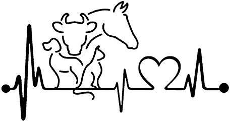 Stukk Stickers Hundekatze Pferd & Kuh Herzschlag Tier Rettungsleine Spaß Autoaufkleber 20 cm x 10.6cm - Schwarz