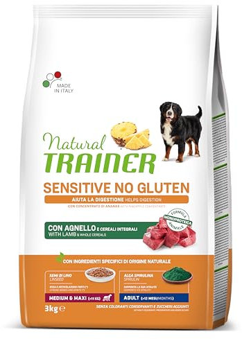 Natural Trainer Sensitive No Gluten Cibo per Cani Adulti con Agnello - 3kg