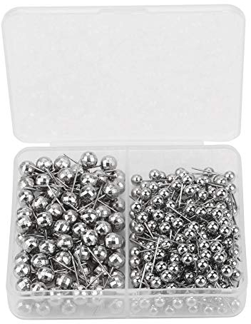 300Pcs Map Push Pins, Pinnadeln Reißzwecken Tacks Push Pins Runde Kunststoff Kopf mit Edelstahl Punkt für Bulletin Board(Silber)