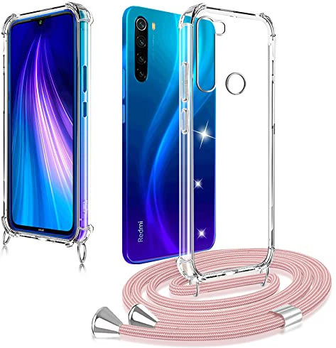XCYYOO Handykette Handyhülle mit Band Kompatibel für Xiaomi Redmi Note 8 - Handy-Kette Handy Hülle mit Kordel zum Umhängen Handyanhänger Halsband Lanyard Case/Handy Band Halsband Necklace