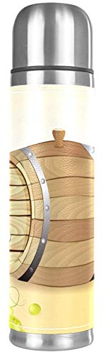 Borraccia in legno per vino, a prova di perdite, in acciaio inox, thermos per bevande calde e fredde, 500 ml, per ufficio, scuola, viaggio