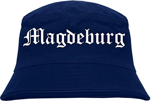 sostex Magdeburg Fischerhut - Dunkelblau - Altdeutsch - Bedruckt - Bucket Hat Anglerhut Hut L/XL Dunkelblau