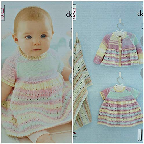King Cole 5511 Strickmuster für Babykleid, Decke und Matinee-Strickjacke in Stränden, DK