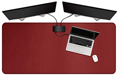 ZORESYN Large Mouse Pads (120x60cm) - PU Leather Gaming Mousepad Desk Mat - Nonslip Base and Waterproof Desktop Keyboard Extended Mouse Mat (Red)