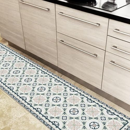 99 DECO - Tapis de Sol Antidérapant Carreaux DE Ciment Leonie - 50X120cm