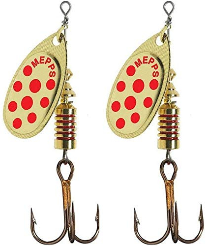Mepps 2 X cuillers Aglia Décorées Or Points Rouges Taille n°2/4,5 g
