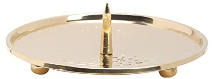 NKlaus Kerzenteller Ø 12 cm mit Dorn, Rand und Füßen, Messing Gold | Der Kerzenteller dient als Kerzenhalter für Stumpenkerzen