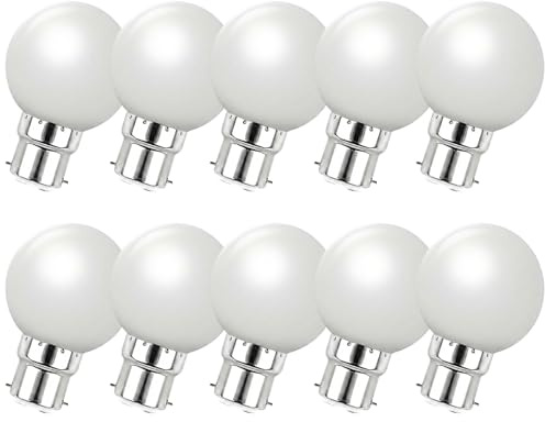 Jiotouhu B22-Bajonettfassungen LED-Girlandenlampen 2 W (entspricht 20 W), Energiesparlampen Golfball, BC Party Small/Mini-Lampen, kaltweiß, 10er-Pack