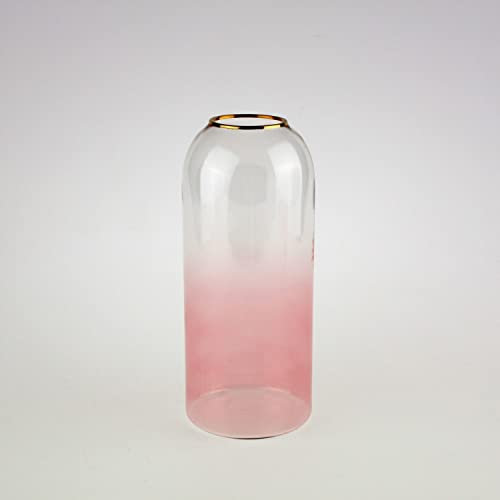 Werner Voss Blumenvase Aura aus Glas, klar/rosa mit Goldrand, HxB 23,5 x 10 cm, Tischvase, Glasvase