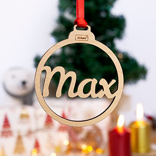 Weihnachtskugeln mit Holz-Namen, Weihnachtsdeko