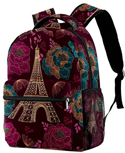 Paris Rucksack für Herren, Schultasche, Büchertasche, Wandern, Reiserucksack, Schultasche für Damen, Rosa / Blau