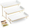 3 Tier Serving Stand and Platters Set Large Tiered Serving Platters with Collapsible Sturdier Rack Tiered Serving Tray for Appetizer Fruit, Dessert and Cupcake, White