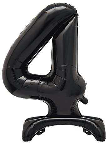 Unique Party 13784 - Riesen Stehen Nummer 4 Ballon - 76 cm - Schwarz