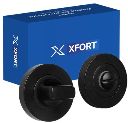 XFORT Cerradura giratoria de pulgar negro mate, kit de cerrojo de puerta de baño, mecanismo de giro y liberación de pulgar, ideal para cerraduras internas de madera para puertas de inodoro