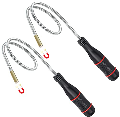 2Pcs Flexible Magnetic Pickup Tool, Windspeed Bendable Magnet Pickup Tool Sweeper Mechanic Magnet Stick Retriever Tool for Hard-to-Reach Car Keys/Bolts/Nuts/Screws