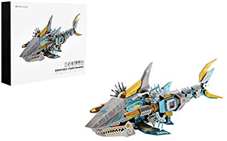 Microworld 3D -Metall -Puzzle, mechanischer Tigerhai von Deep Sea Metal Model Kits, DIY Challenge Geschenke Spielzeug für Erwachsene Teenager