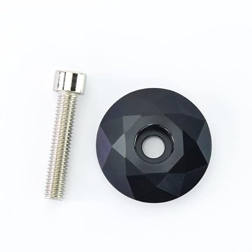 GreVeloro Ahead Kappe Diamant 1 1/8 Zoll Headset-Kappe Vorbau Steuersatz Top Cap Aluminium Cover Abdeckung mit Schraube (Schwarz)