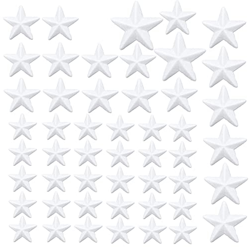 duoyif Estrellas De Espuma Blanca 50 Piezas Estrellas Bolas De Espuma De Poliestireno, Estrellas De Poliestireno De Navidad para Deco áRbol De Navidad Bodas Fiesta Festival Manualidades, 4 TamañOs