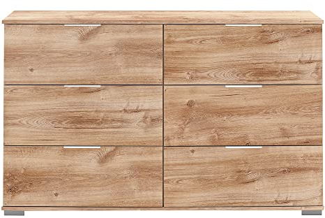 Lomadox Schlafzimmer Kommode mit 6 Schubladen in Plankeneiche Nb., B/H/T ca. 130/83/41 cm