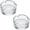 Tradineur - Pack de 2 ceniceros de vidrio con 4 muescas para cigarros, interior y exterior, aptos para lavavajillas, hostelería, hogar, 7 x 3,5 cm