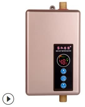 Chauffe-Eau Sans Réservoir, Mini Chauffe-Eau Sans Réservoir, Salle de Bain, Cuisine, Électrique 220 V, 5,5 Kw, 5 V, 30-55 °C, Chauffe-Eau Instantané Champagne Or pour Maison, Cuisine (rose clair)