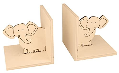 Artemio 14003581 2 Buchstützen aus Holz, Elefant