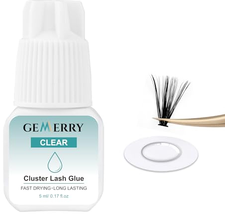 GEMERRY Colle pour Faux Cils Individuels Transparent Adhésif 5ML Colle à Cils Longue Durée Colle à Cils à séchage Rapide Colle à tenue super forte Colle Imperméable Colle pour Extension Cils (5ML)