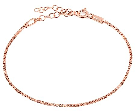 Einzelstück® Premium Silber Armband 925Venezianer Kette I schlichtes Panzerarmband I Armkette 18K Gold Damen (Simplicity Armkette Rosegold)…