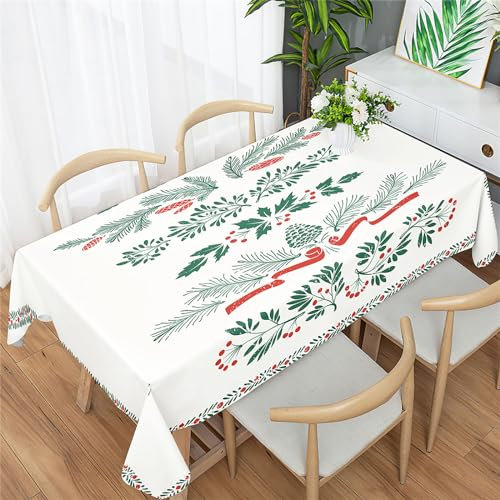 Morbuy Agrifoglio di Natale Tovaglia Tavolo Rettangolare Moderna,Tovaglie per Feste Antimacchia Impermeabile Tovaglia da Pranzo Copritavolo per Decorative Giardino (140x210cm,Agrifoglio di Natale)