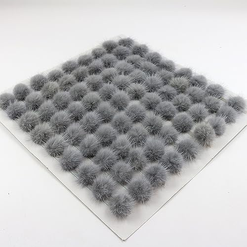 15 Stück Fellbommel Kunstfell Pompon Kunstfell-Bommel 3cm Flauschige Bommel Kunstpelz Pom Pom Ball für Mützen Tasche Dekoration Schlüsselanhänger Handschuhe Schuhe Schals Strickzubehör-hellgrau
