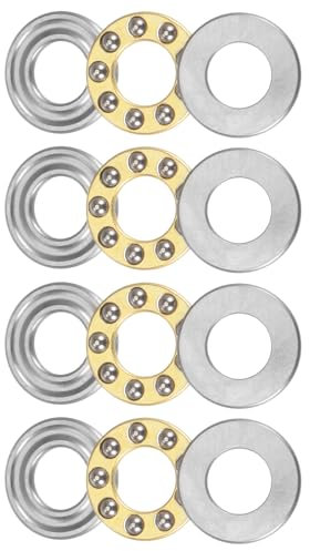 QUARKZMAN 4 Stück Kugellager F8-16M Axiallager 8mm x 16mm x 5mm Messing mit Unterlegscheiben ABEC3