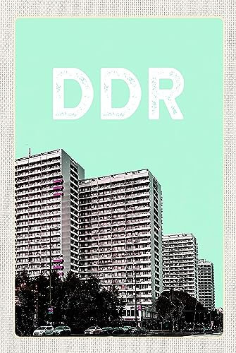 AGDeko® Blechschild 18x12 cm Deutschland DDR Zeit Hochhäuser Krieg zum Aufhängen oder Stellen Raum Dekoration