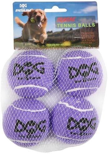 INSUM Squeaky Dog Balls - Squeaky Tennis Balls for Dogs, Purple | Small - 2.0'', 4Pack
