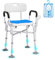 VEVOR Shower Chair Seat with Padded Armrests and Back, Shower Stool with Crossing Bar, Shower Chair for Inside Shower Bathtub, Adjustable Height Bench Bath Chair for Elderly Disabled, 181.4kg Capacity
