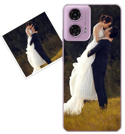 KARTXITAI Funda Personalizada Compatible con Motorola Moto G24, Carcasa Personalizado con tu Foto o Texto Imagen, Gel Flexible,Trasparente,Regalo Original +1 x Cordón Universal para teléfono