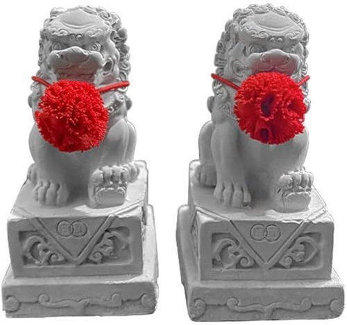 Wudaizhi 2 Stück Chinesische Statue Mini-wächterfiguren Im Chinesischen Stil FOO Dogs Statuen Skulptur Feng Shui Ornament Heimdekorationen