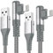 SWECENT Câble i Phone,Coudé 90 Degrés [3m/Lot de 2] cable Chargeur i Phone Nylon Tressé Câble Charge Rapide Compatible avec i Phone 14/13/12/11/Pro/X/XS/XR/8/8 Plus/7/7 Plus-argent