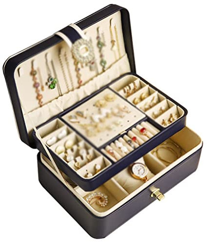 PLJKIHED Schmuck-Aufbewahrungsbox für Halsketten, Ohrstecker, Ohrringe, Armbänder, Uhren, Schmuck (D wie abgebildet) Stabilize