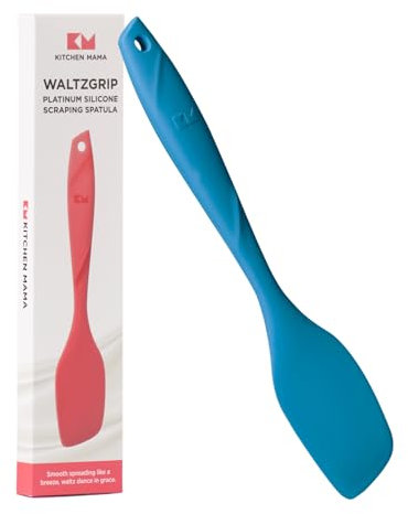 Kitchen Mama Silicone Spatula: Platinum Heat-Resistant Silicone for Cooking & Flipping, Flexible & Beveled Edge, One Piece for Scraping & Mixing, Baking, Dishwasher-Safe (Blue)