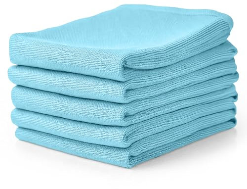 PAMEX Trapos de Limpieza Cocina Paños Reutilizables Bayetas Microfibra Coche Vidrios Resistentes Alta Absorción Bayeta Cristales Bayetas Cocina Bayeta Set 5 Unidades 35x38 cm Azul