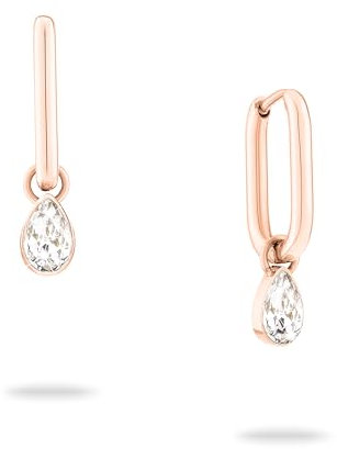 Echtzeit Creole Like Diamonds - 2,2 cm, roségold - Edelstahl-Ohrring mit 14K Vergoldung - funkelnder Zirkonia-Tropfen - abnehmbarer Anhänger - wasserfest & hautfreundlich