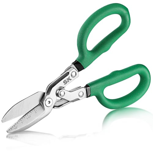 SK 10 Compound Action Tin Snips, Metal Shears with Forged Blade, Heavy Duty Metal Cutter Scissors, Ergonomic Handle for Comfortable Grip