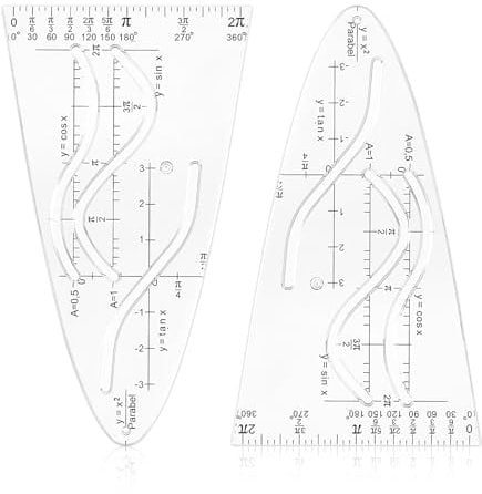 Giantree 2 Stück Parabelschablone Mathe, Multifunktionales Kurvenschablone Parabel Lineal Normalparabel Schablone Geometrie Lineal Mathematisches Bruchsicher Mathegeometrieset Parabel Schablone(2)