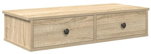 vidaXL Étagère Murale avec tiroirs chêne Sonoma Bois d'ingénierie, étagère Murale avec Armoire, Meuble de Rangement Mural, Armoire de Rangement Flottante